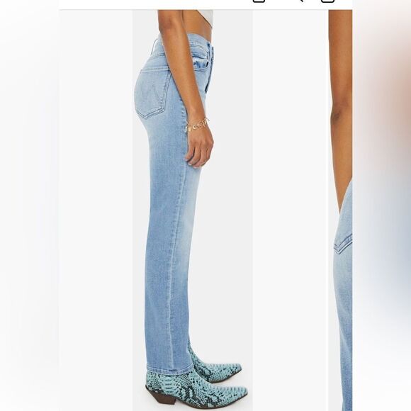 MOTHER The Tomcat Skimp High Waist Straight Leg Jeans in All Over The Map NWT - Picture 2 of 7